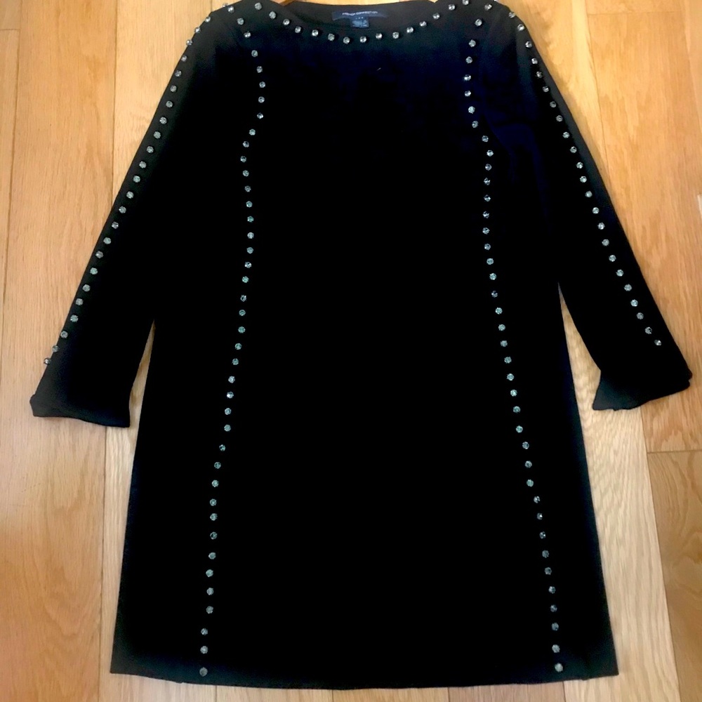 Black French Connection Dress for Casual/Evening Wear w/ Faux Diamond Appliqué
